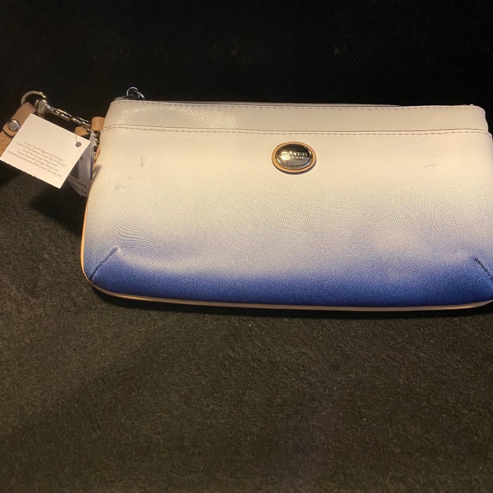 Coach Blue and White Ombre Wristlet